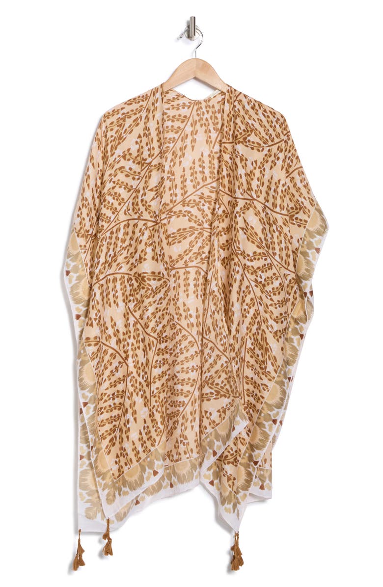 AREA STARS Abstract Print Ruana, Alternate, color, Beige