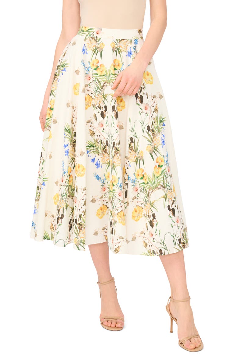 Linen Blend A-Line Midi Skirt, Main, color, ULTRA WHITE