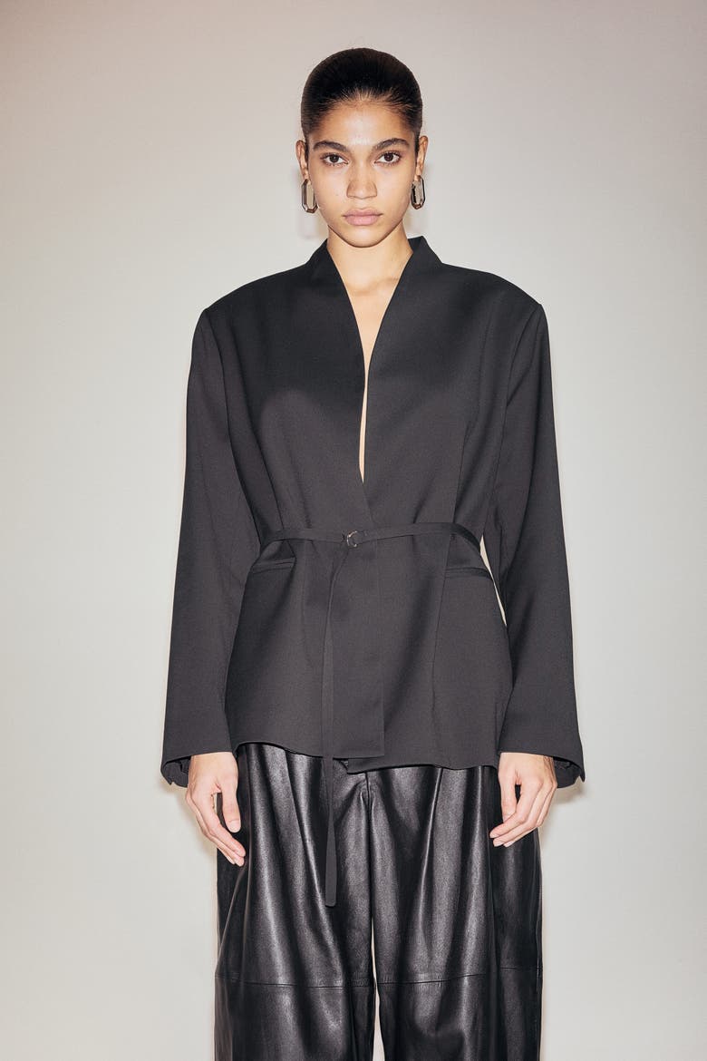 Belted Blazer, Alternate, color, Black