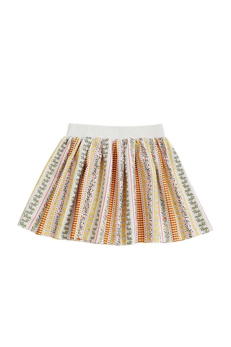 Buttercup Blossom Striped Floral Pleated Elastic Waist Skirt, Alternate, color, Pink