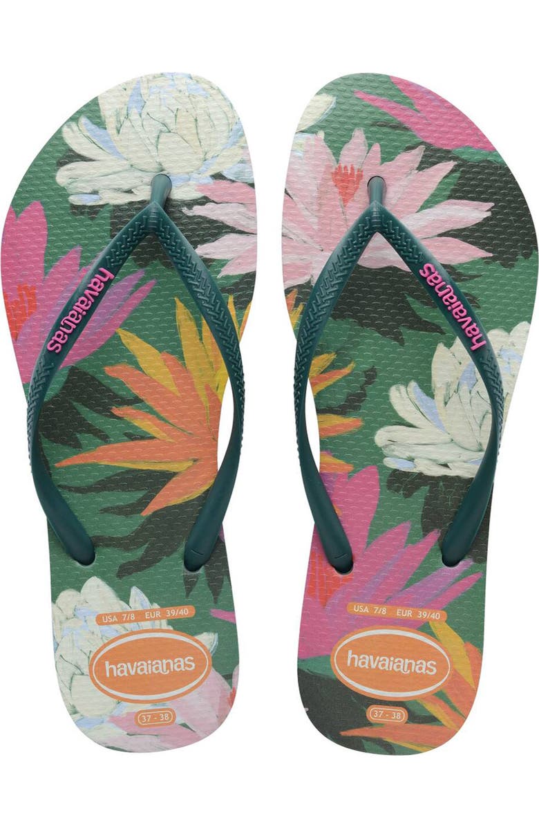 Havaianas Slim Summer Bliss Flip Flop, Alternate, color, Pantanal Green