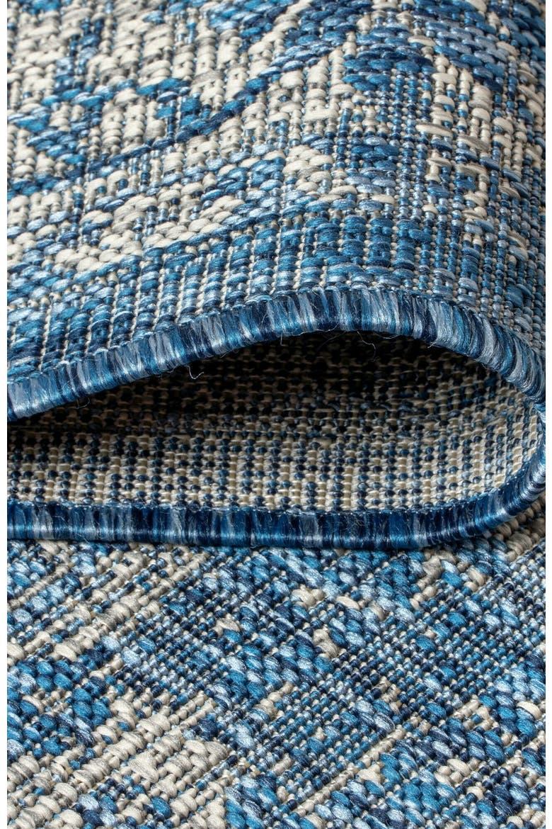 Tela Bohemian Textured Weave Floral Indoor/Outdoor Area Rug, Alternate, color, Navy/Gray