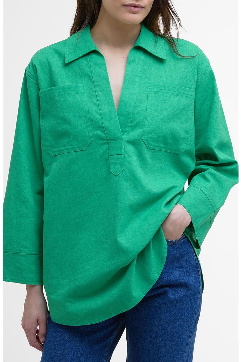 Cecile Cotton & Linen Shirt, Main, color, KELLY GREEN