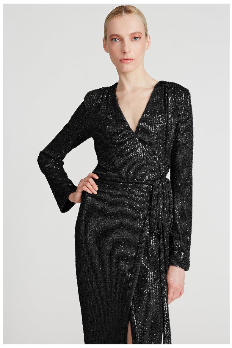 Falan Sequin Cocktail Dress, Alternate, color, Black