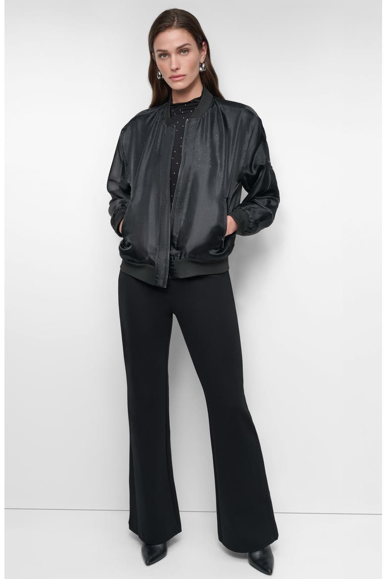 Oversize Organza Bomber Jacket, Alternate, color, BLACK