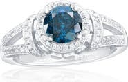 SOUZANA by Suzy Levian 14K White Gold 1.02ct Blue Diamond & 0.56cttw Diamond Ring