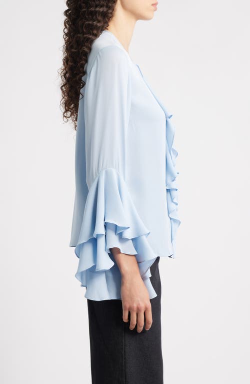 Kobi Halperin Turner Cascading Ruffle Silk Shirt In Blue