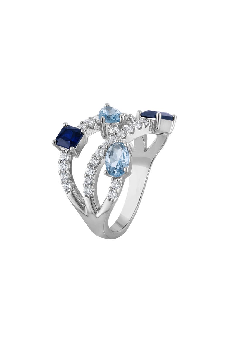 Created Sapphire & Lab Created Aqua Statement Ring, Alternate, color, BLUE