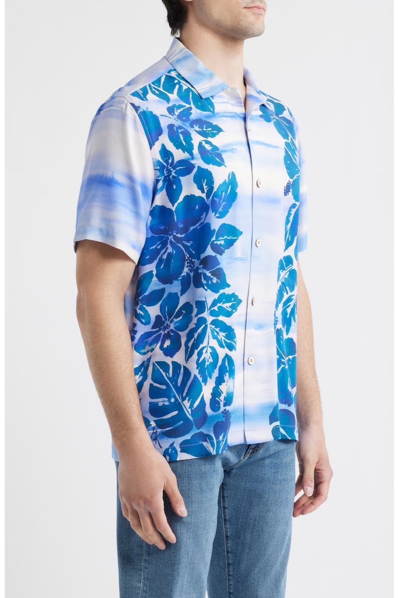 Sapphire Shores Floral Silk Camp Shirt, Alternate, color, DOCKSIDE BLUE
