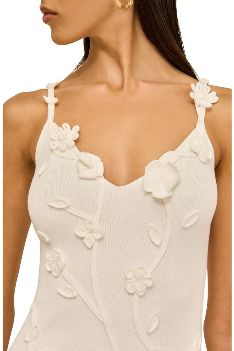 Flora Appliqué Minidress, Alternate, color, OFF WHITE