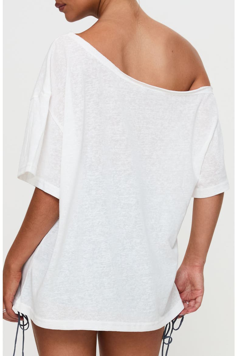 Kippa Off the Shoulder Oversize Graphic T-Shirt, Alternate, color, WHITE