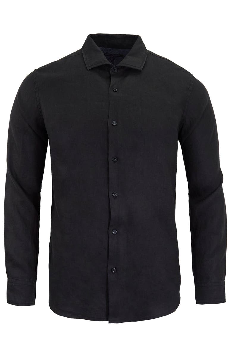 Lords of Harlech Linen Long Sleeve Shirt, Alternate, color, Black
