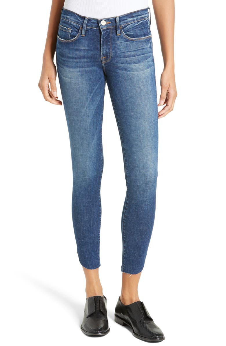 FRAME Le Skinny Raw Tulip Crop Jeans, Main, color, 
