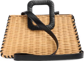 Wicker Whipstitched Top Handle Bag