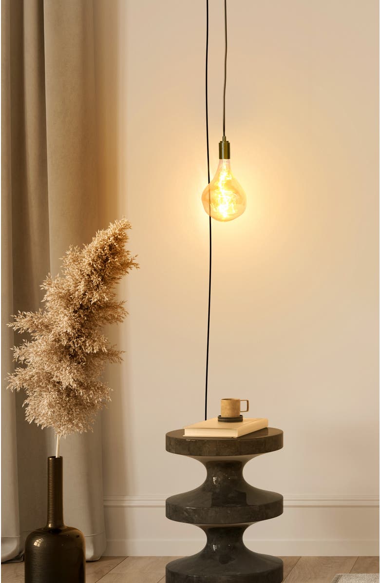 Brightech Scorpio 20 ft. Hanging Pendant Light with Vintage Amber Glass, Indoor Plug-In Cord Design, Alternate, color,