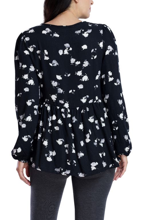 Motherhood Maternity Long Sleeve Empire Waist Keyhole Woven Blouse In Black