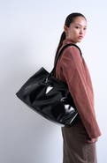 Topshop Tubler Patent Faux Leather Tote