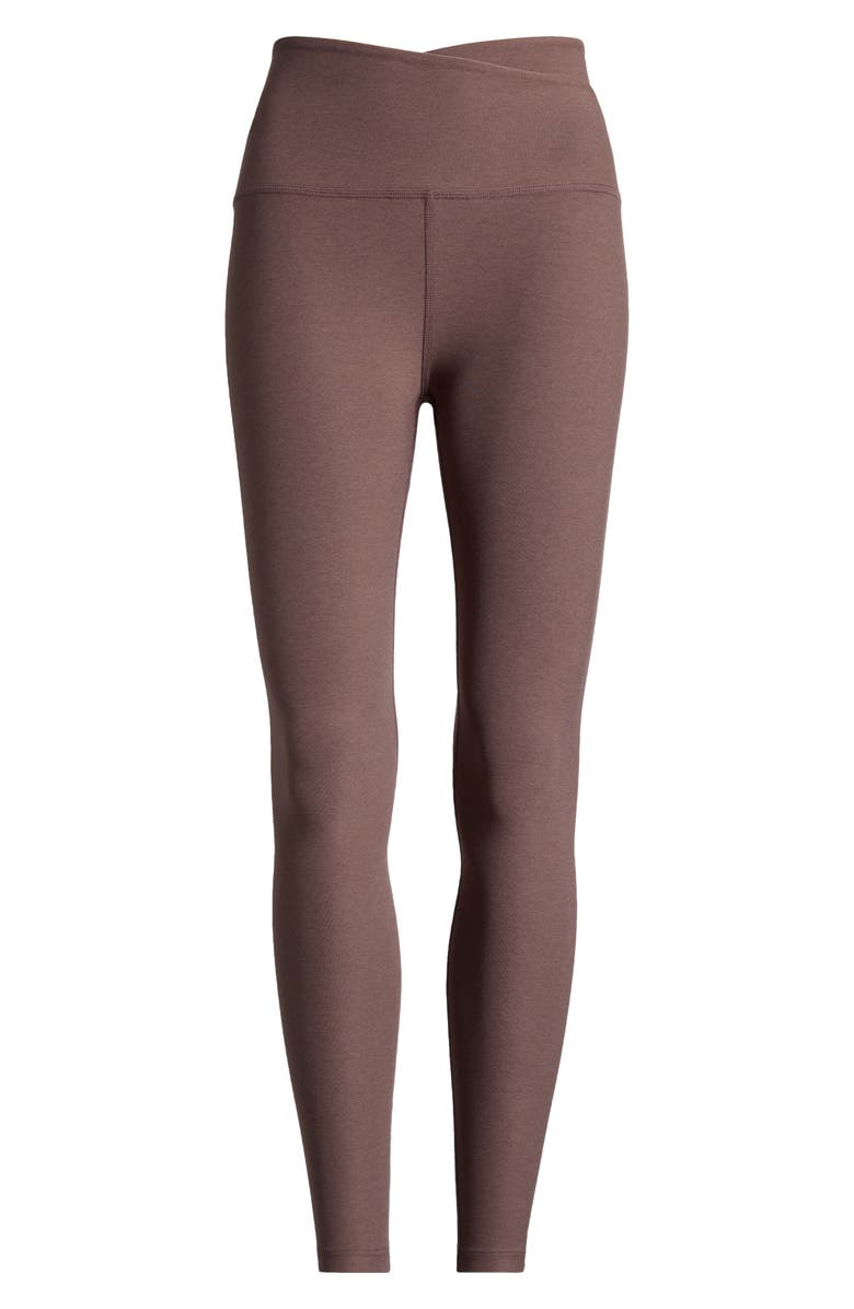 Beyond Yoga At Your Leisure Space Dye High Waist Midi Leggings, Alternate, color, Truffle Heather