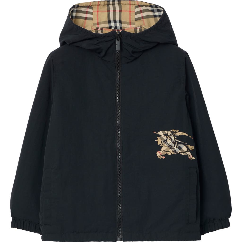 Burberry Reversible Check Hooded Jacket In Black
