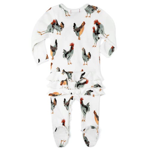 Milkbarn Organic Cotton Ruffle Zipper Footed Romper