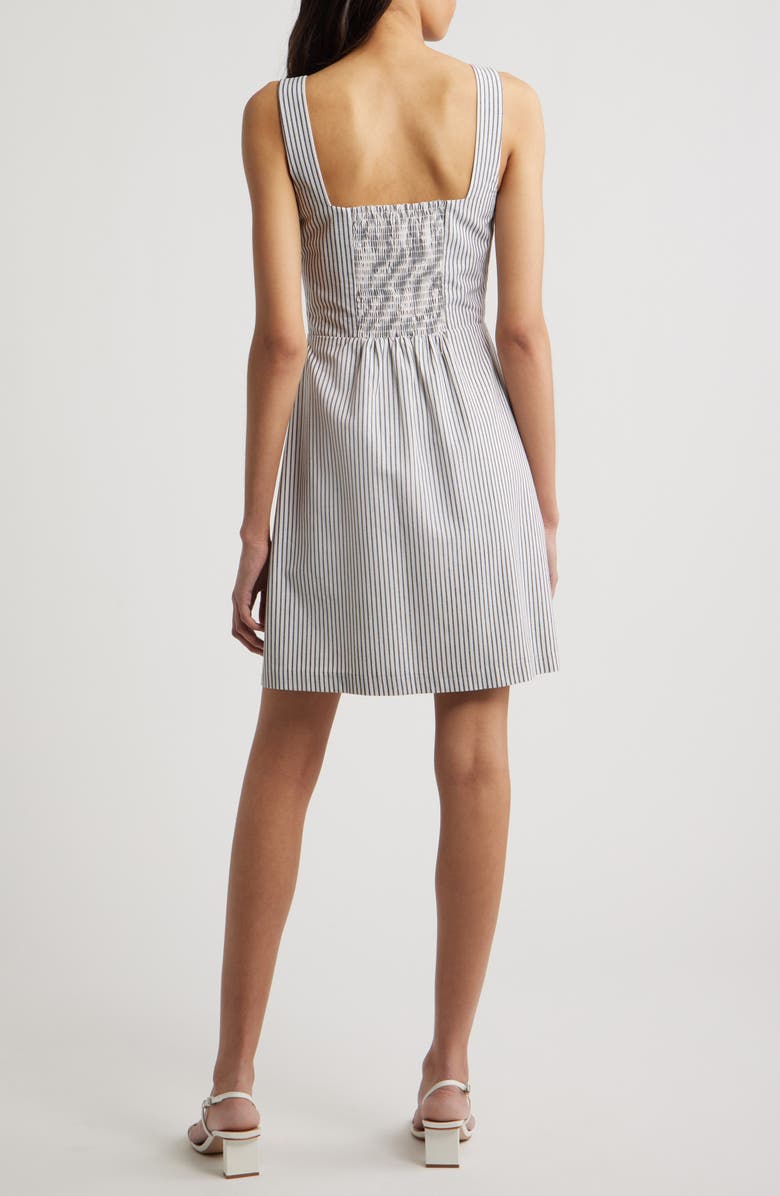 Charles Henry Stripe Sleeveless A-Line Minidress, Alternate, color, Ivory Black Stripe