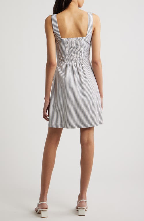 Charles Henry Stripe Sleeveless A-line Minidress In Ivory Black Stripe