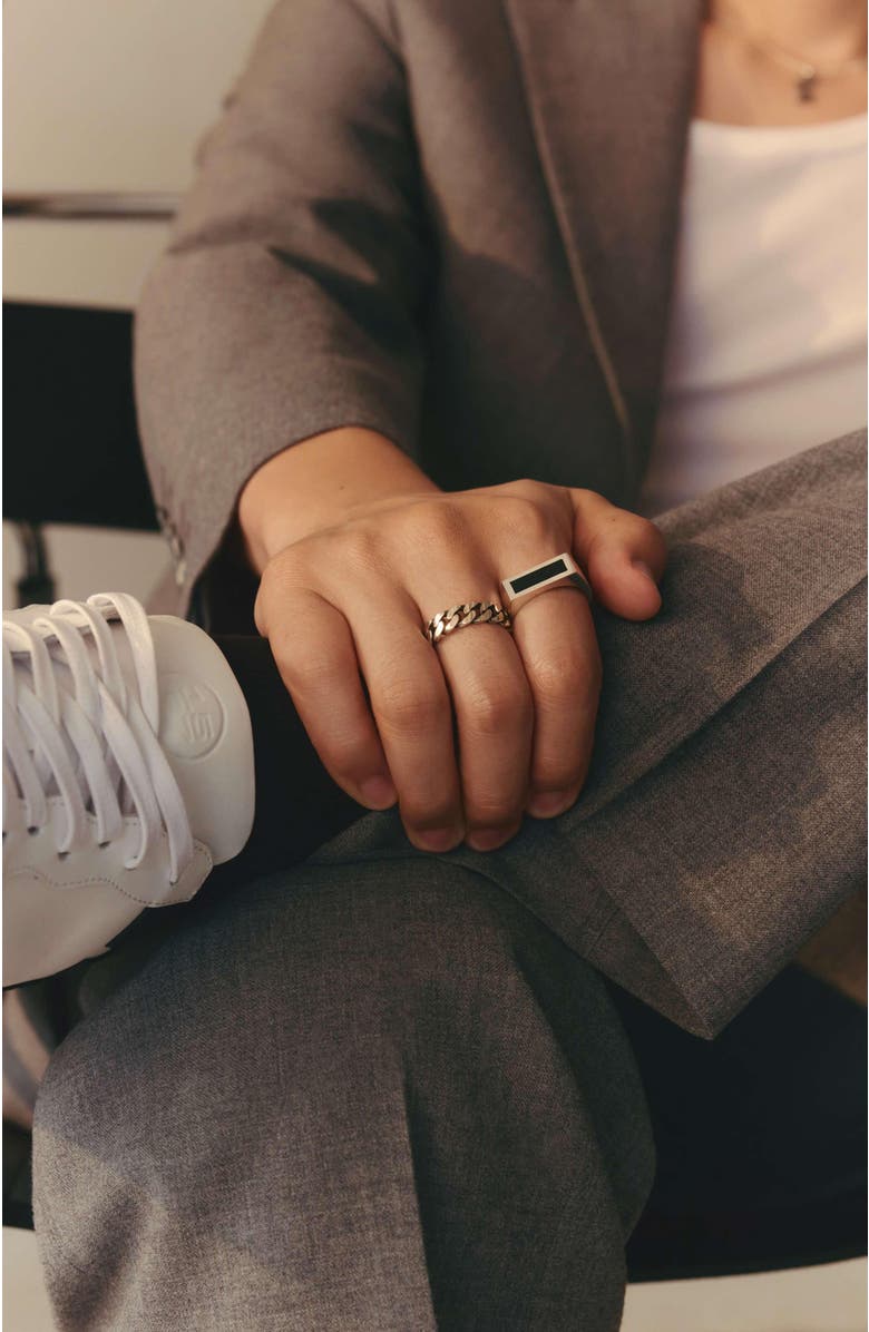 LOUPN Rectangle Black Onyx Ring, Alternate, color, Silver