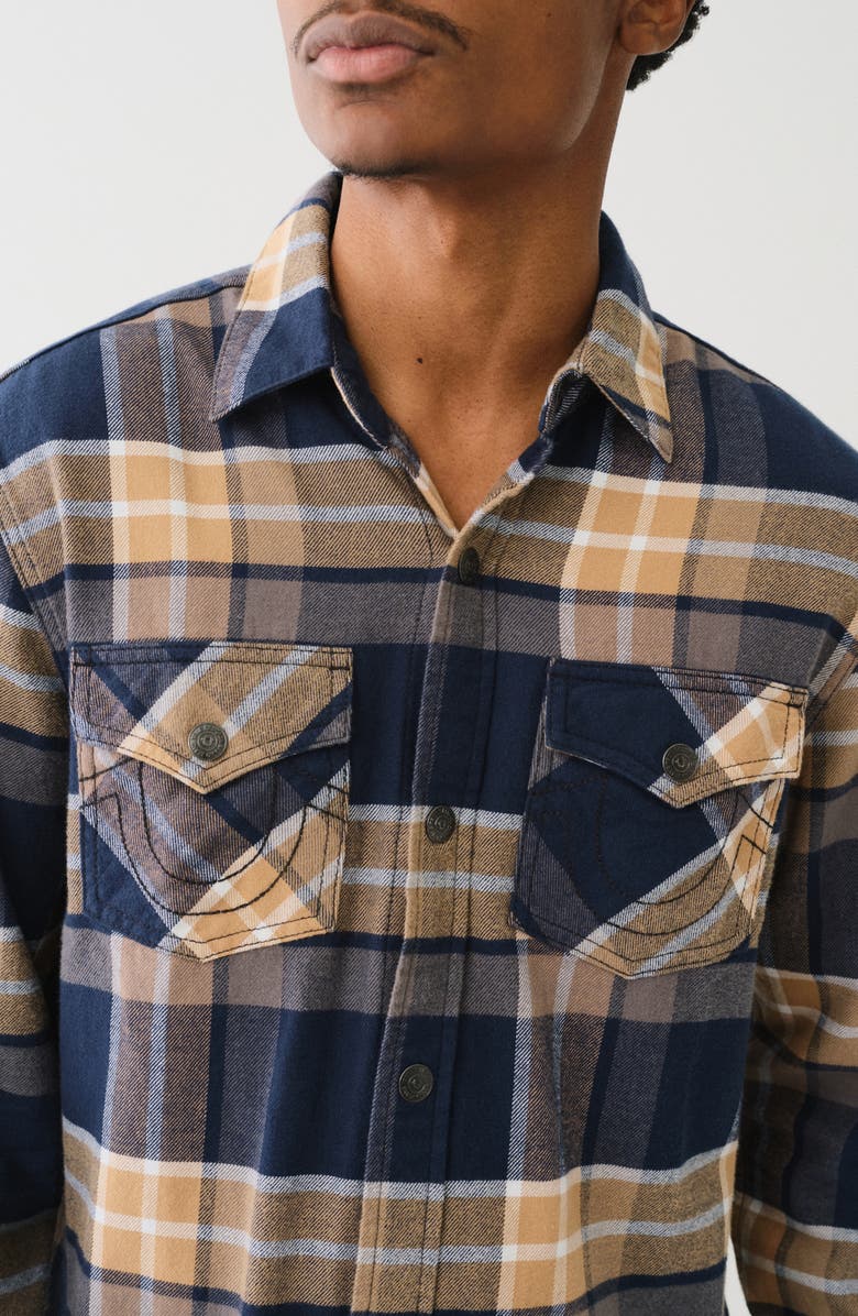 True Religion Brushed Plaid Flannel Shirt Jacket, Alternate, color, 