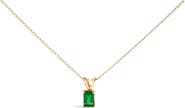 Haus of Brilliance 14K Gold 6x4MM Emerald Cut Gemstone Solitaire Pendant Necklace