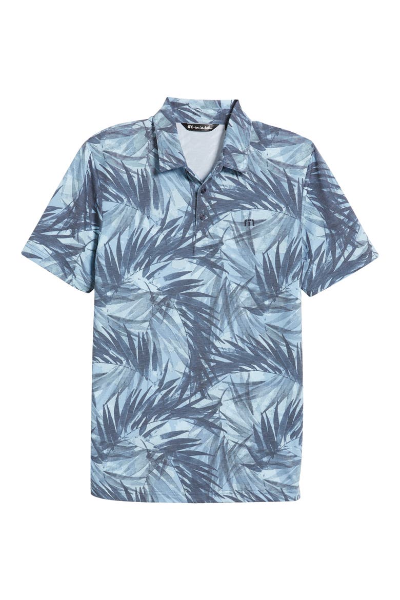 Forest Reserve Leaf Print Polo, Alternate, color, DREAM BLUE