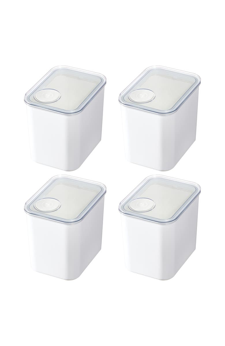 iDesign Medium Canister with Removable Pour Cap - Set of 4 - White, Main, color, White