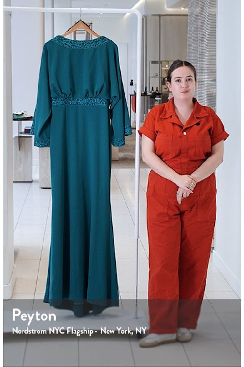 Drape Back Crepe Long Sleeve Gown video