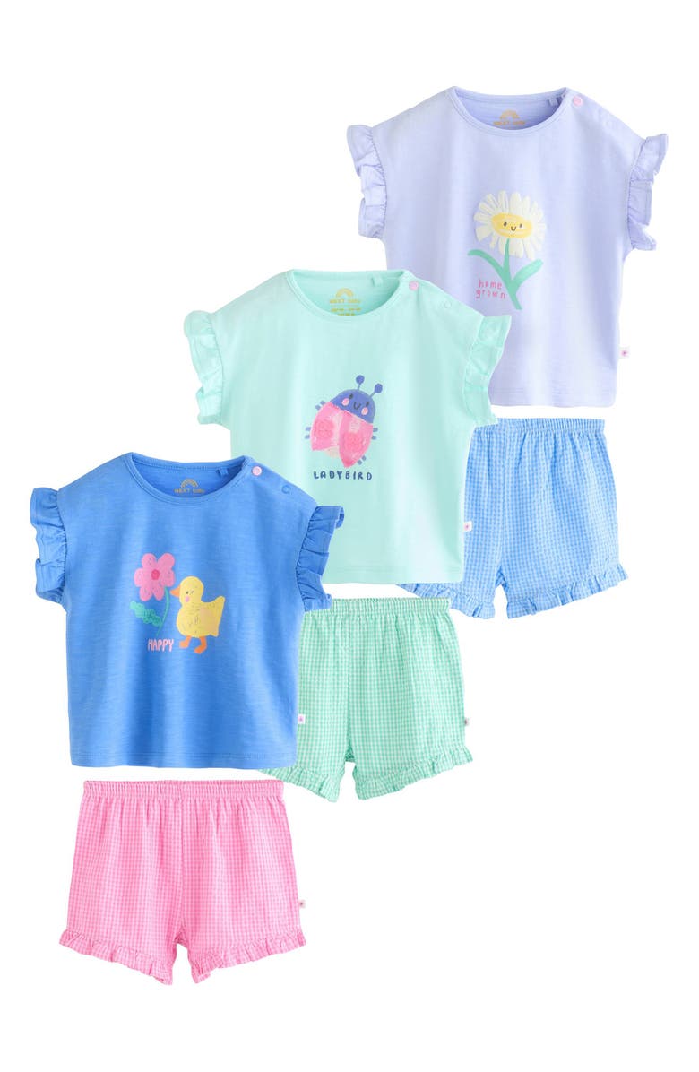 NEXT Kids' 6-Pack Assorted Graphic T-Shirts & Shorts Sets, Main, color, Green Multi