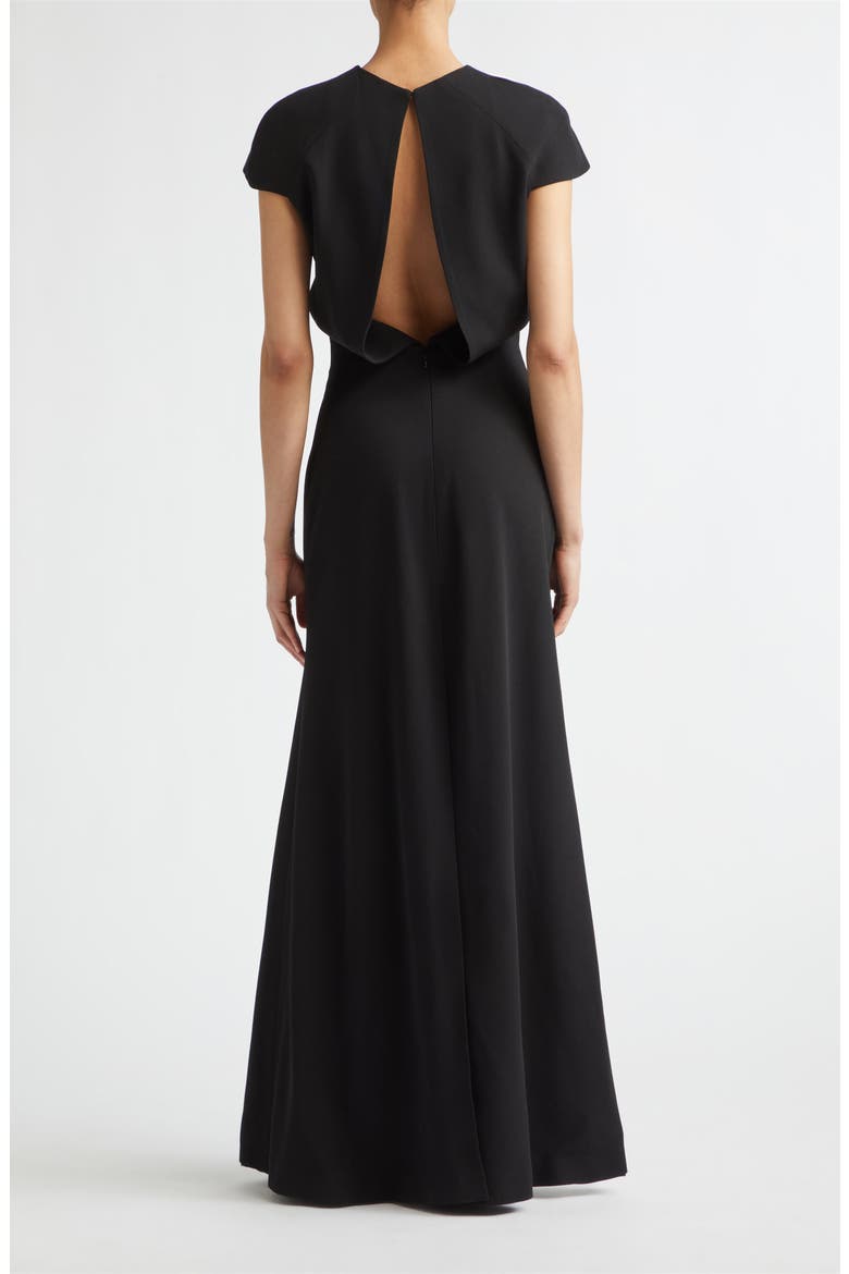 Cutout Back Sablé Trumpet Dress, Alternate, color, BLACK