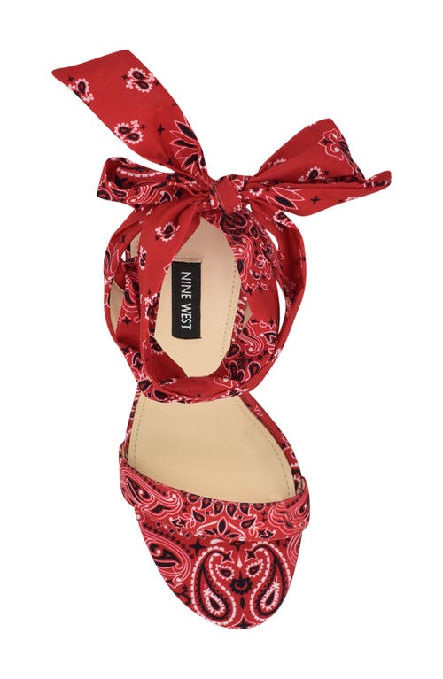 Shop Nine West Kelsie Ankle Tie Sandal In Medium Red