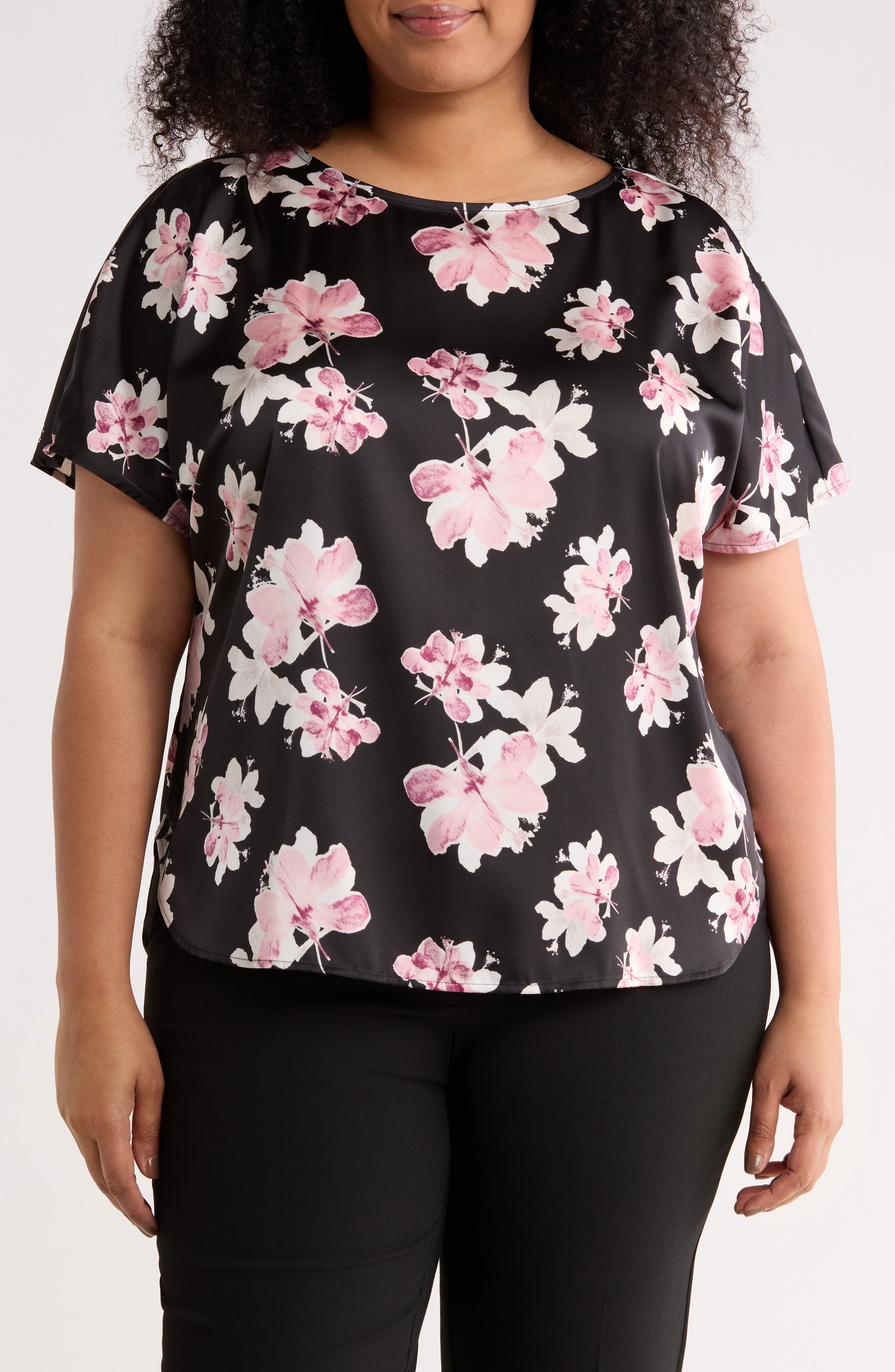 Anne Klein Floral Short Sleeve Top
