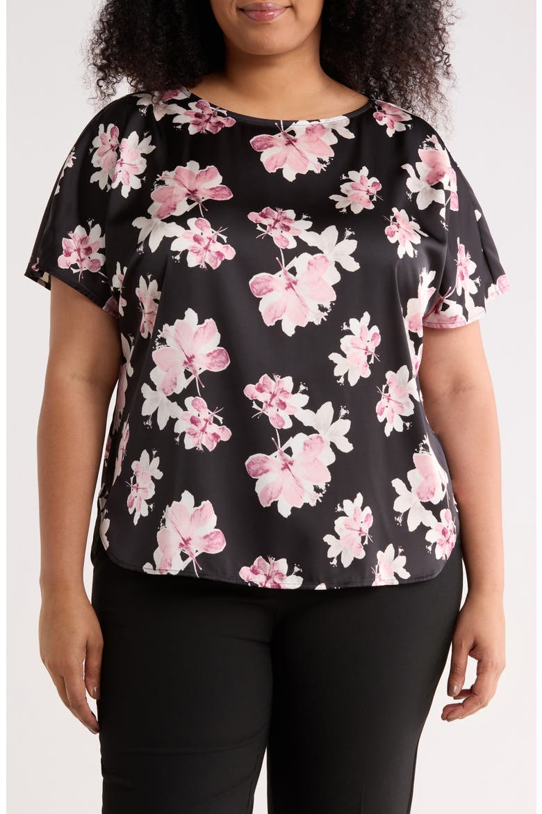 Floral Short Sleeve Top, Main, color, ANNE BLACK MULTI