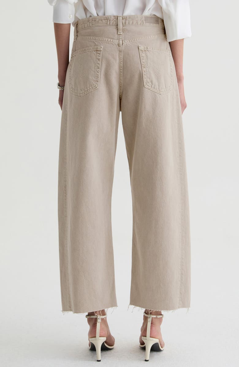 AG Hattie Raw Hem High Waist Crop Barrel Jeans, Alternate, color, Sulfur Light Taupe