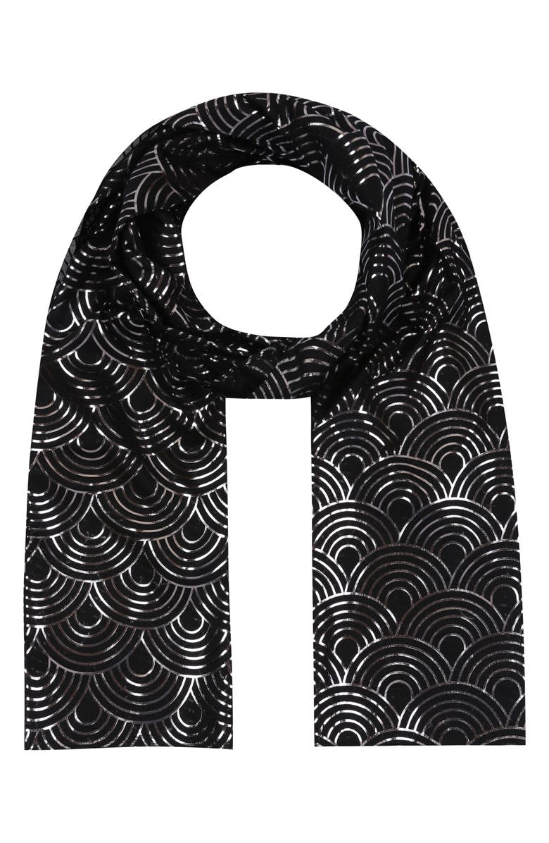 Kurt Geiger London Metallic Rainbow Oblong Scarf, Main, color, Black