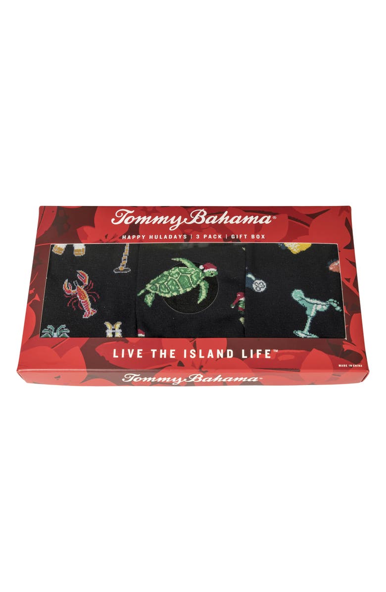 Tommy Bahama 3-Pack Assorted Crew Socks Gift Box, Alternate, color, Black