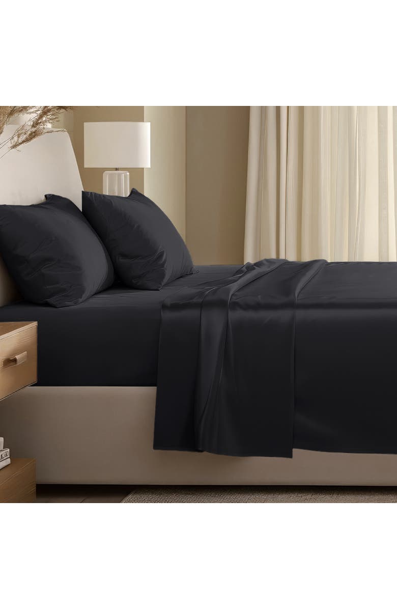 Bare Home 400 Thread Count Organic Cotton Sateen Sheet Set, Alternate, color, Black