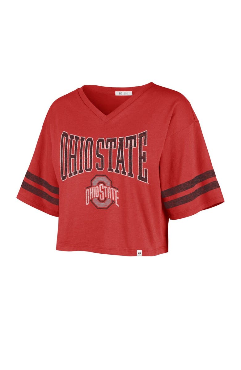 '47 Women's '47 Scarlet Ohio State Buckeyes Sporty V-Neck Crop Top, Alternate, color,