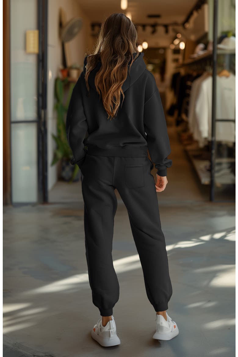 Butterfly Midweight Fleece Relaxed Sweatsuit, Alternate, color, Black