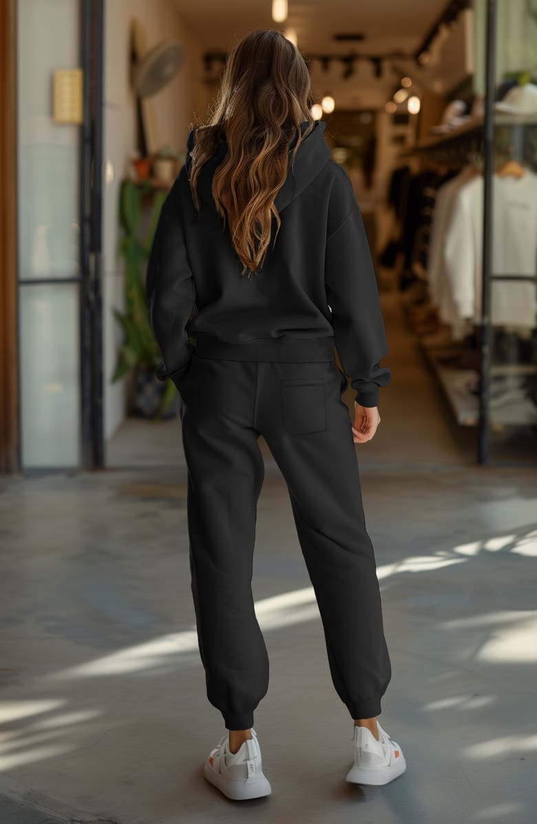 Dalix Butterfly Midweight Fleece Relaxed Sweatsuit, Alternate, color, Black