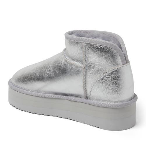 Shop Dearfoams Fireside Kingston Genuine Shearling Platform Bootie In Silver