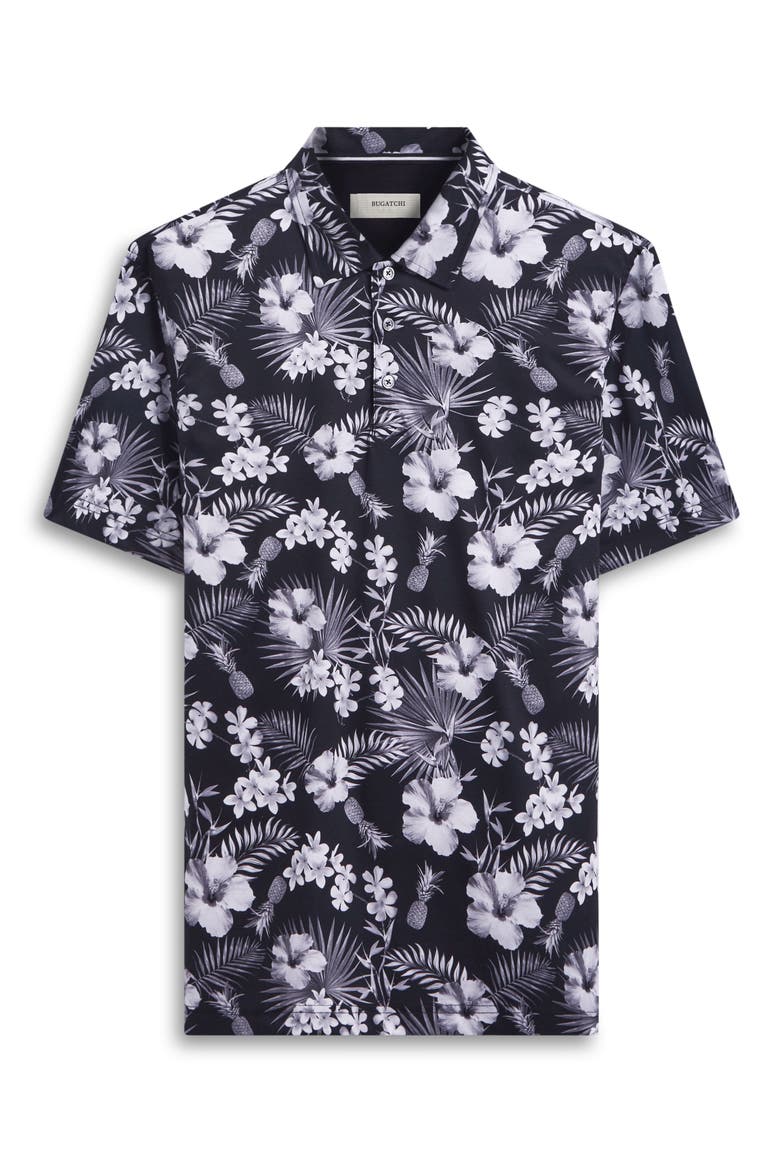Hendrix Digital Floral Print Pima Cotton Polo, Alternate, color, BLACK