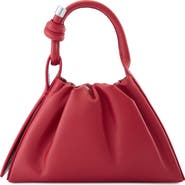 behno Mini Tina Ruched Metallic Leather Baguette Top Handle Bag