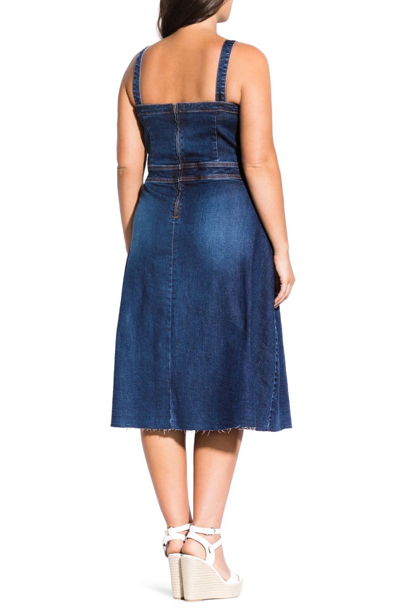 City Chic Sweet A-Line Denim Dress, Alternate, color, 