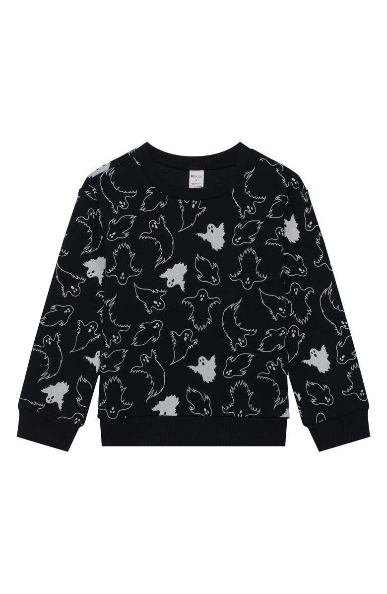 Petit Lem Kids' Snowboard Santa Sweatshirt & Joggers Set, Alternate, color, Ghost