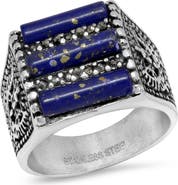 STEELTIME Men's Stainless Steel Agate Ring